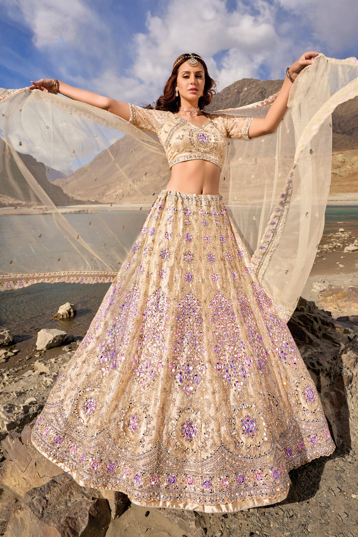 Elegant Dusty White Lehenga Choli