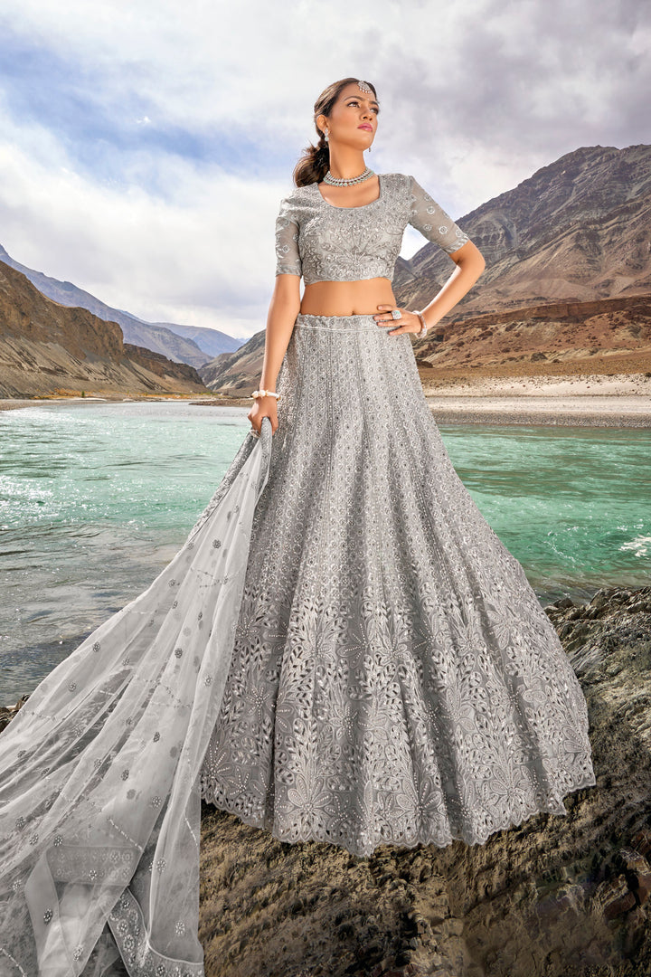 Graceful Grey Lehenga Choli