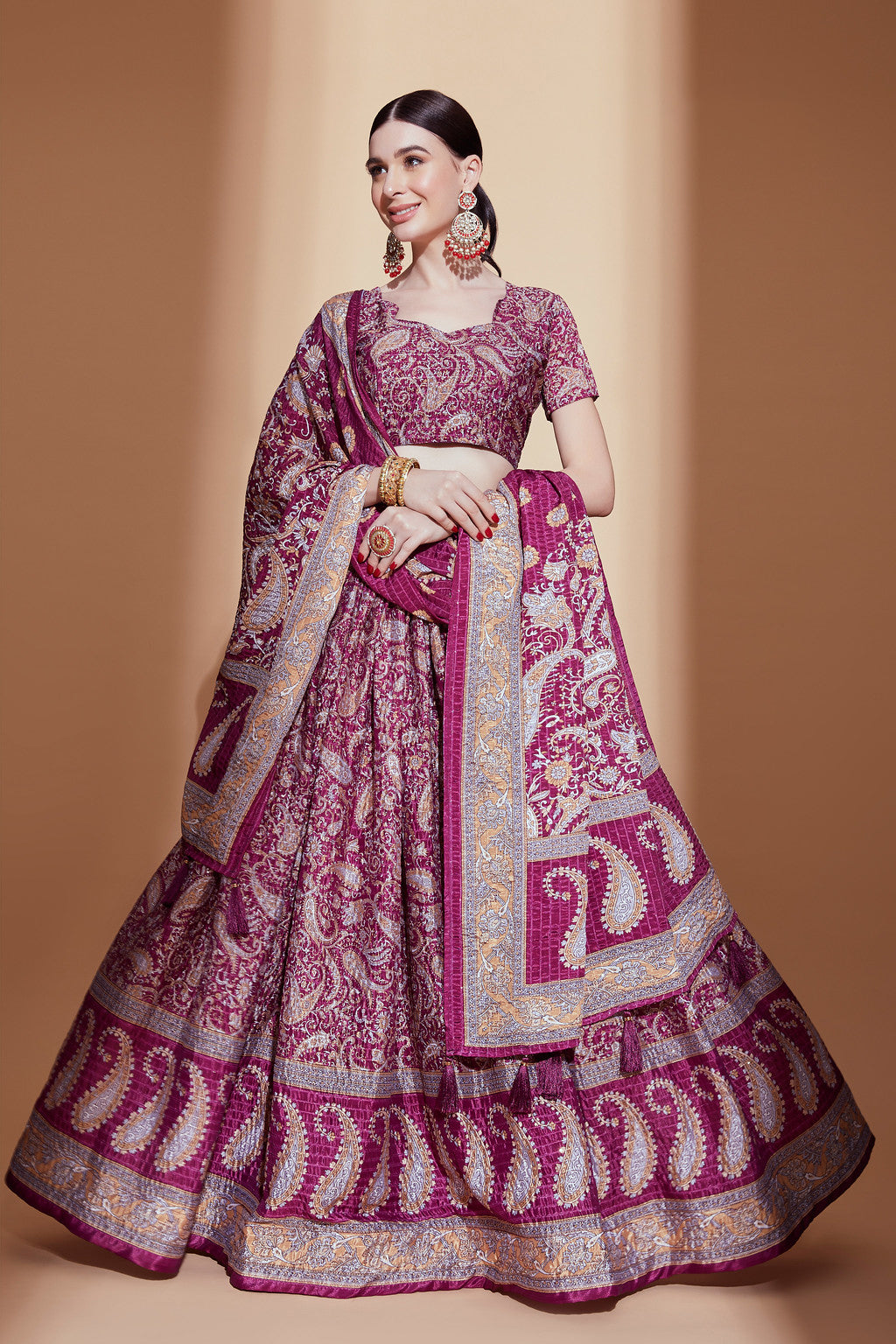 Wine Embrace Indian Tradition with Designer Lehenga Choli