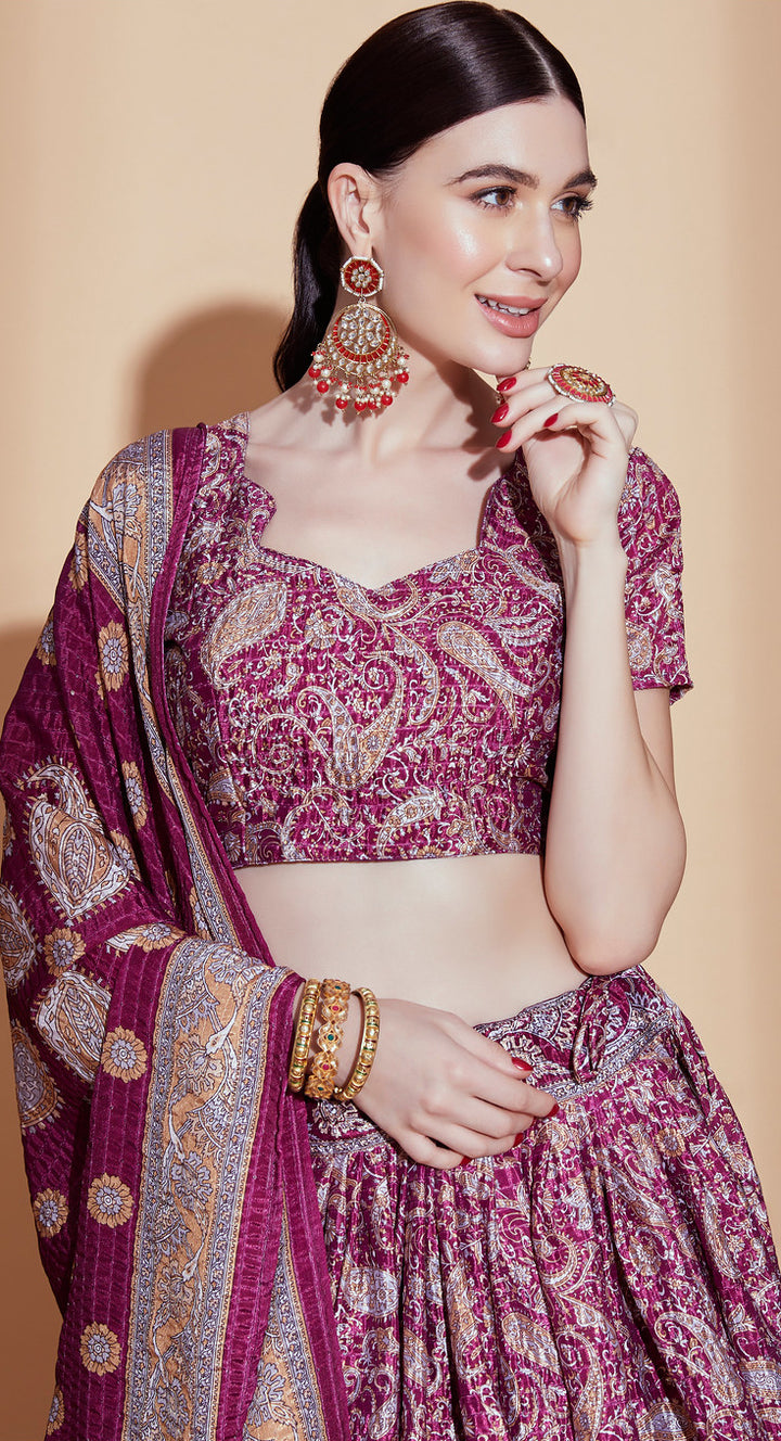 Wine Embrace Indian Tradition with Designer Lehenga Choli