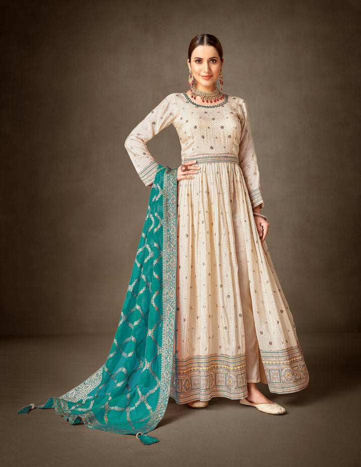 Readymade Timeless Blue Designer Anarkali Salwar Kameez