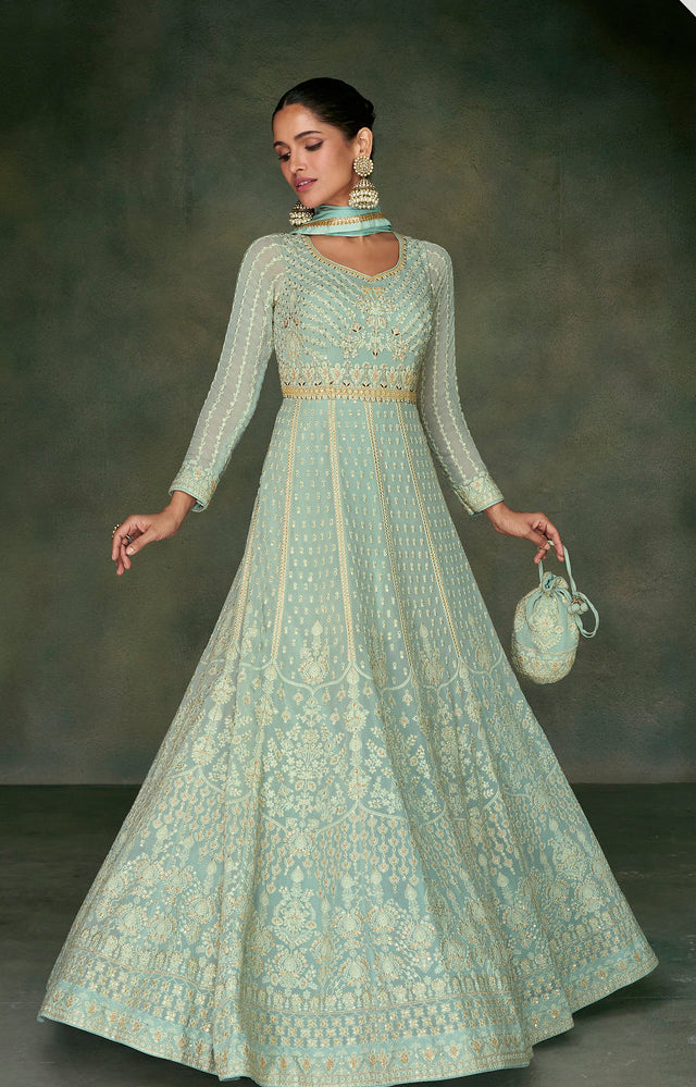 Readymade Sky Blue  Explore Anarkali Salwar Kameez