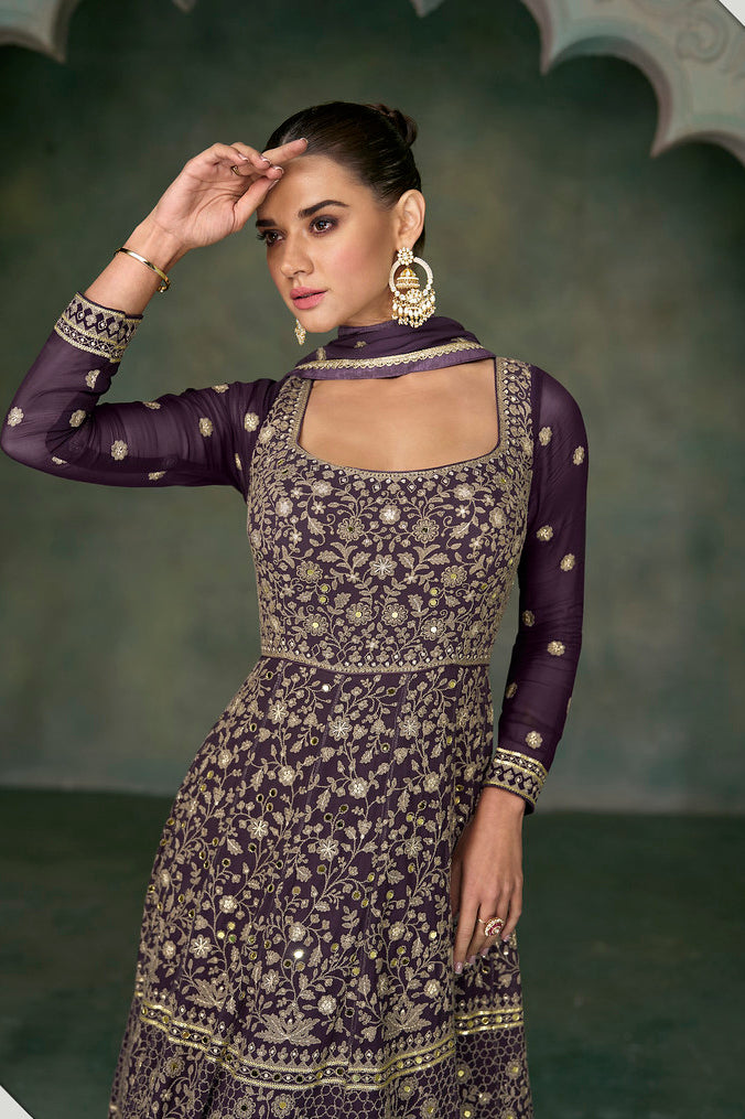 Readymade Regal Purple Explore Anarkali Salwar Kameez