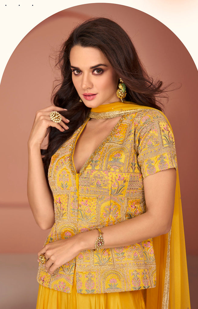 Readymade Radiant Yellow Indo-Western Salwar Kameez