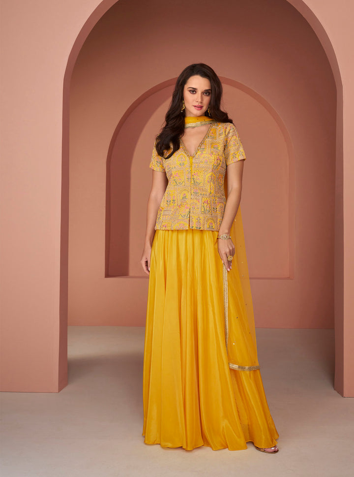 Readymade Radiant Yellow Indo-Western Salwar Kameez