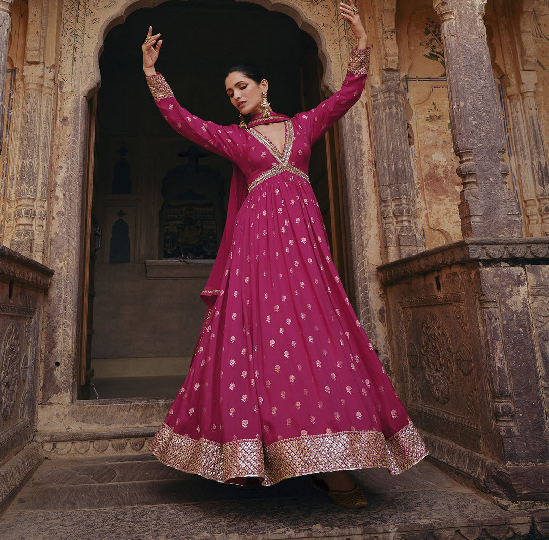 Readymade Designer Party Wear Anarkali Suit in Pink