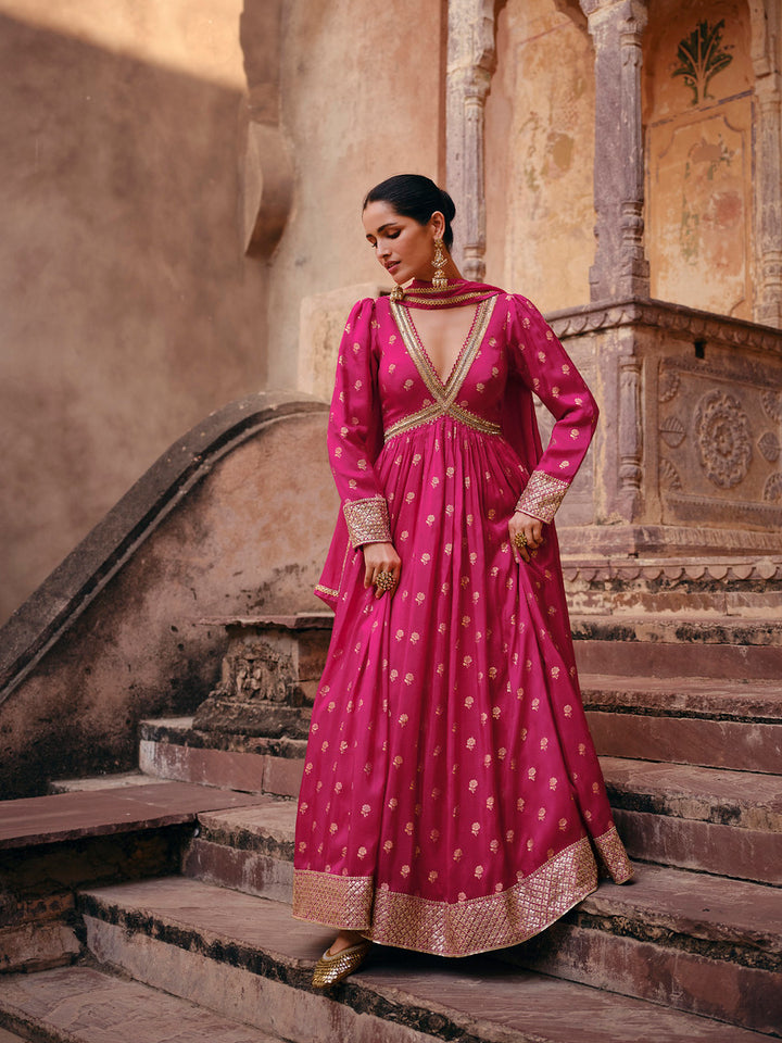 Readymade Designer Party Wear Anarkali Suit in Pink