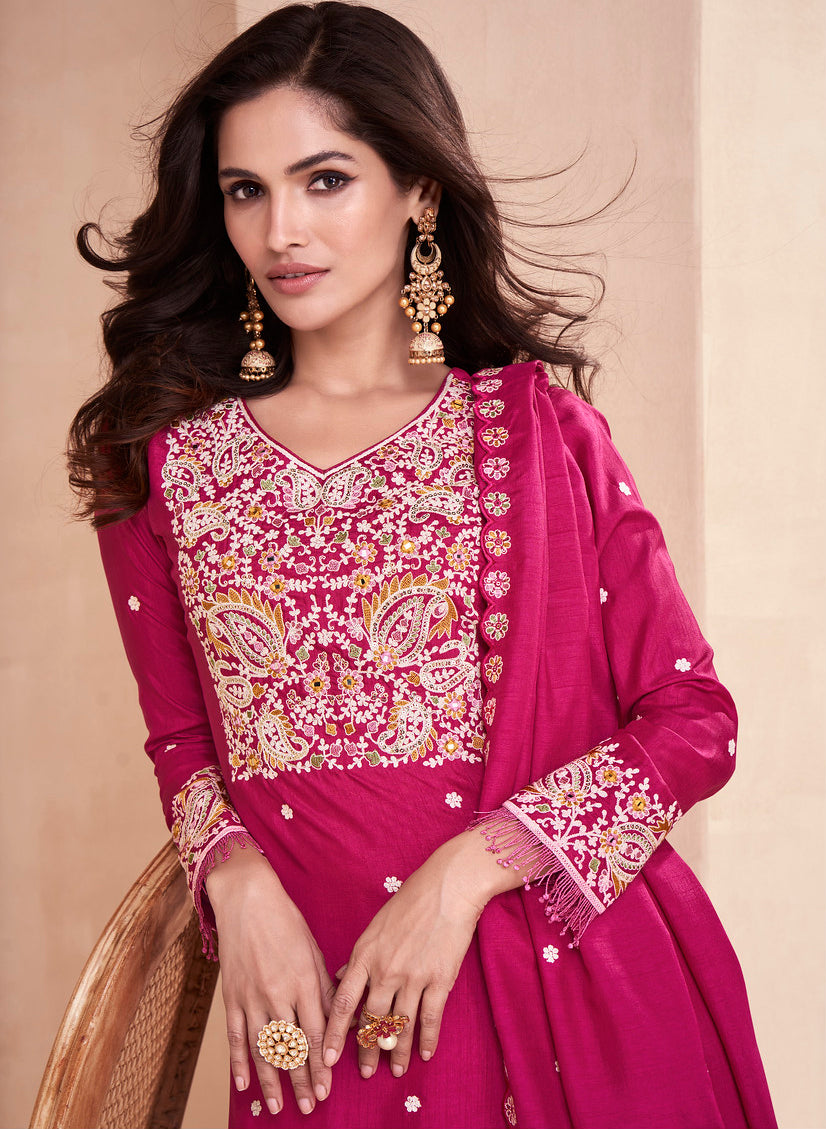 Readymade Elegant Pink Designer Palazzo Type Salwar Kameez