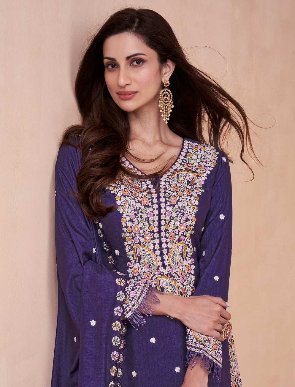 Readymade Elegant Purple Designer Palazzo Type Salwar Kameez