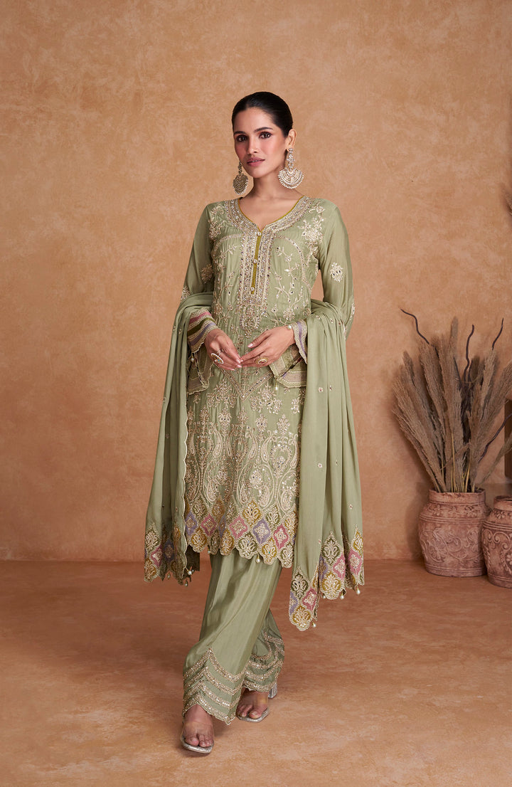 Readymade Graceful Light Green Designer Salwar Kameez