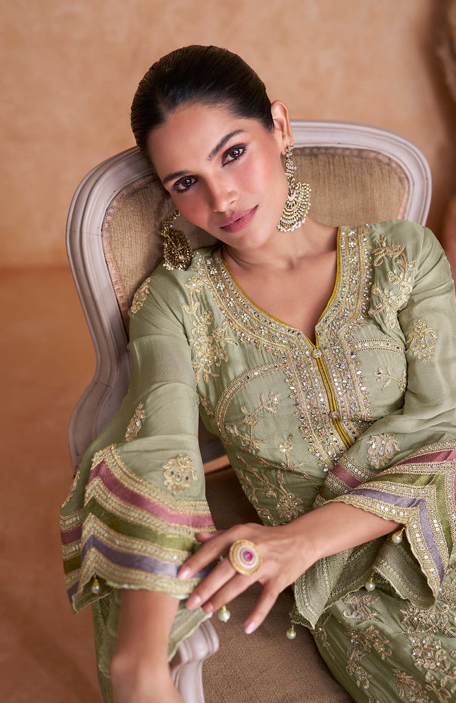 Readymade Graceful Light Green Designer Salwar Kameez