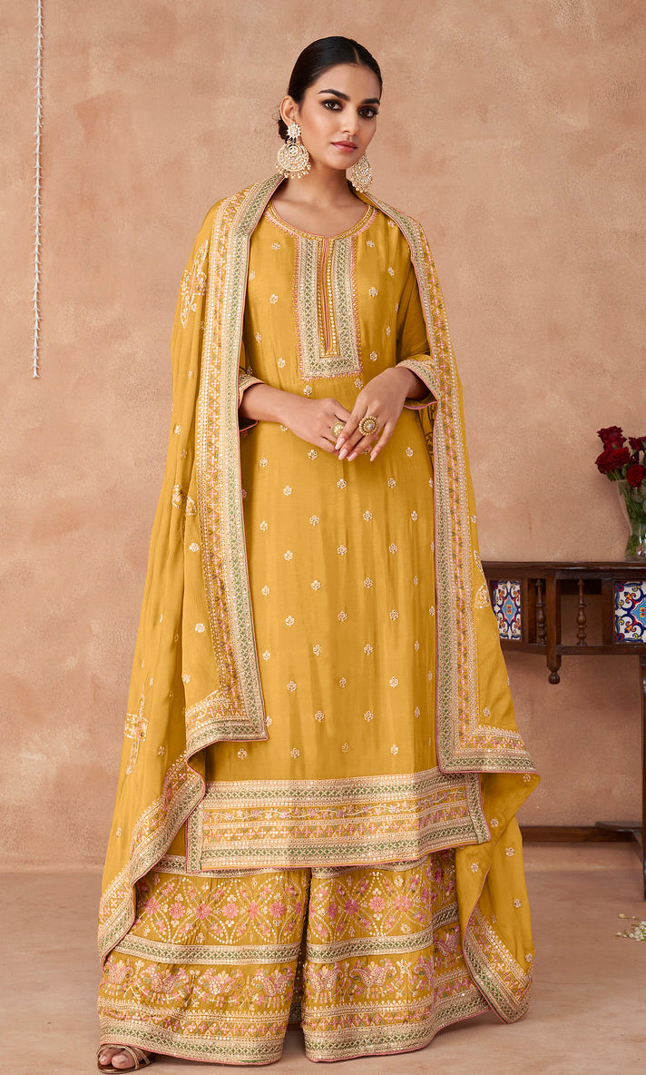 Readymade Vibrant Yellow Designer Salwar Kameez