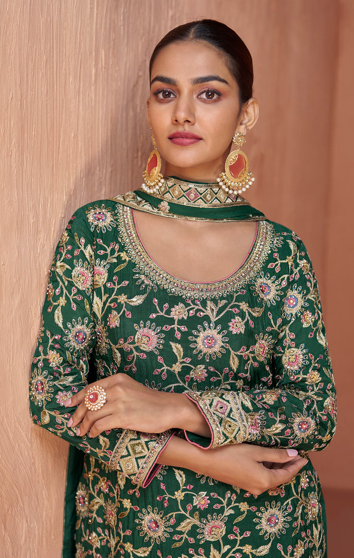 Readymade Elegant Green Designer Salwar Kameez