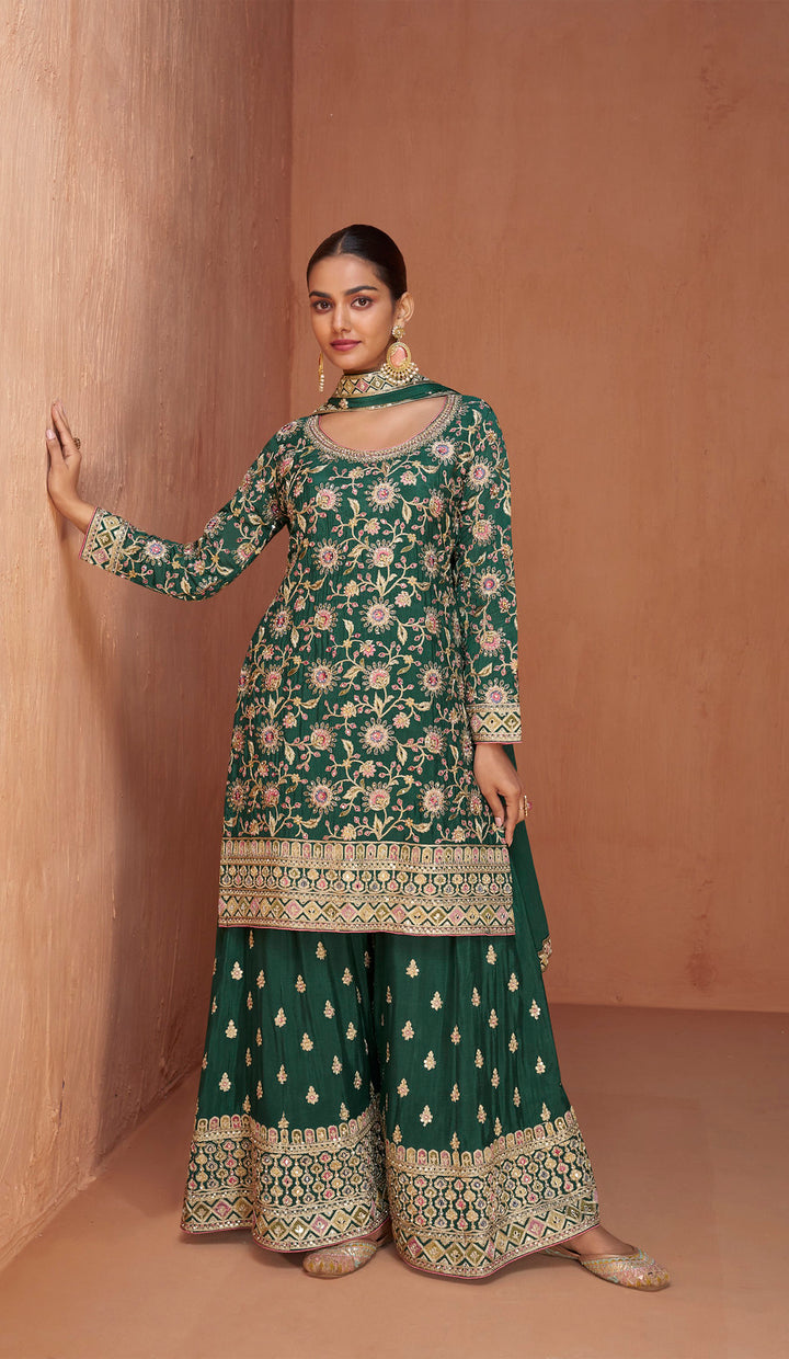 Readymade Elegant Green Designer Salwar Kameez