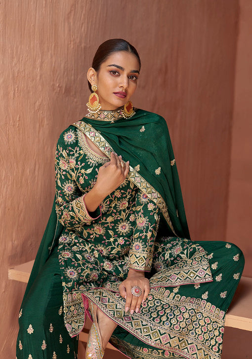 Readymade Elegant Green Designer Salwar Kameez