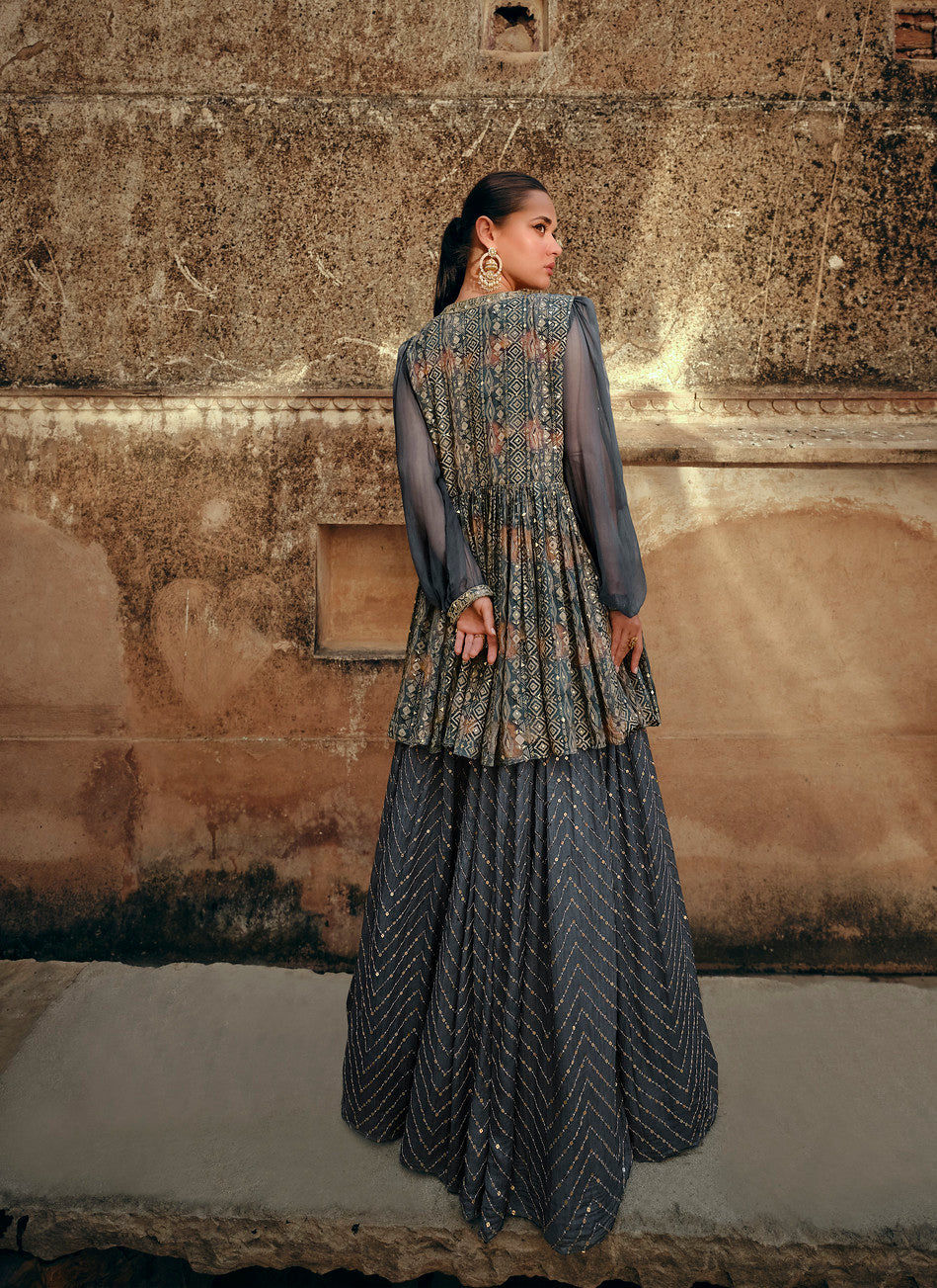 Readymade Elegant Grey Designer Lehenga Choli