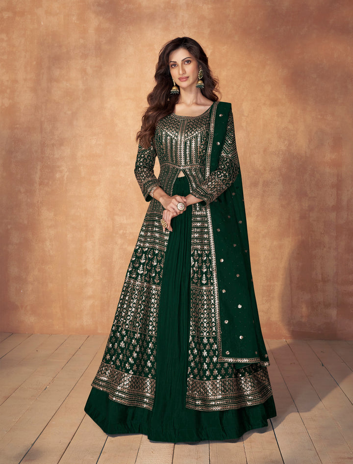 Readymade Designer Green Anarkali Salwar Kameez