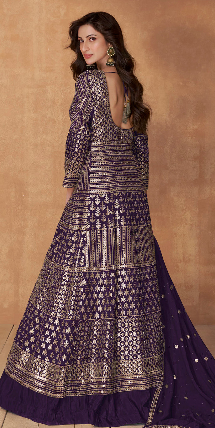 Readymade Designer Purple Anarkali Salwar Kameez