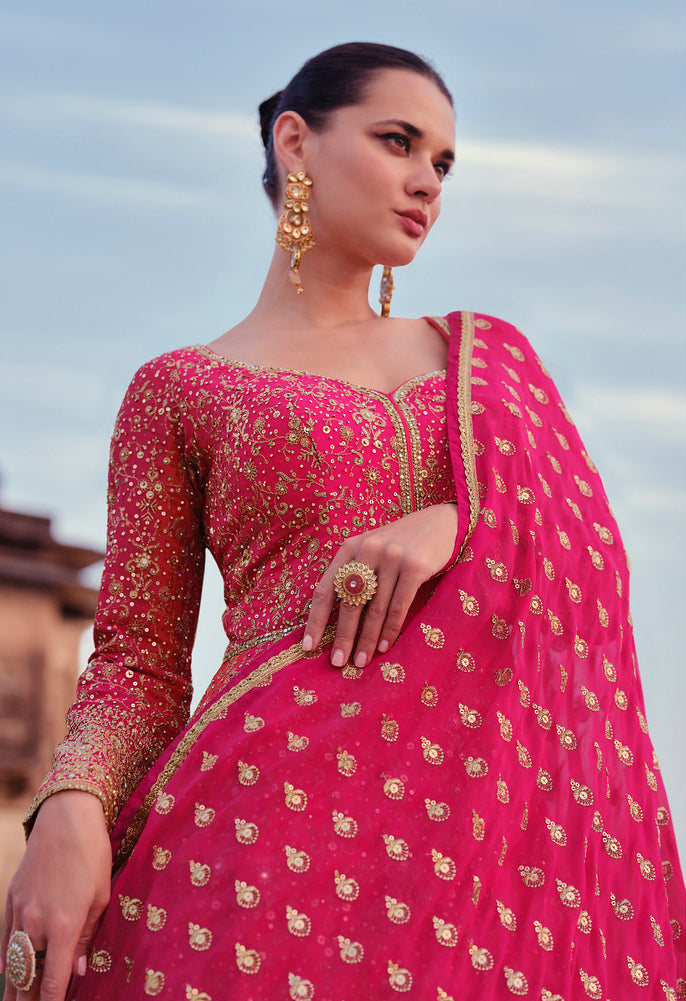 Readymade Pink Designer Anarkali Gown Salwar Kameez