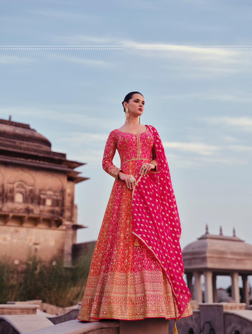 Readymade Pink Designer Anarkali Gown Salwar Kameez