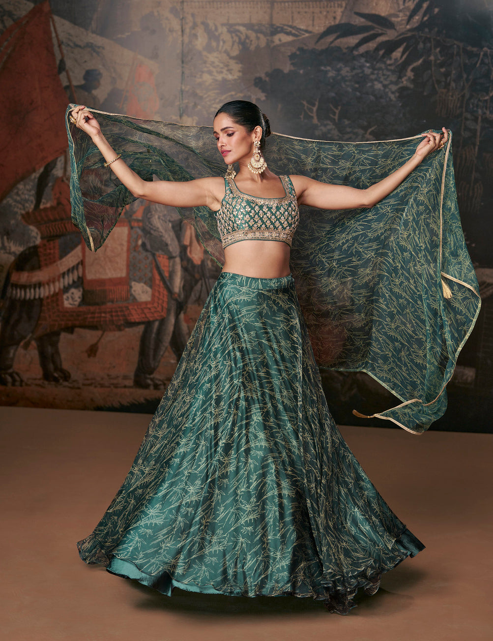 Readymade Designer Green Lehenga Choli