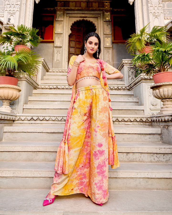 Stylish Yellow Silk Stitched Co-ord Set Salwar Suit