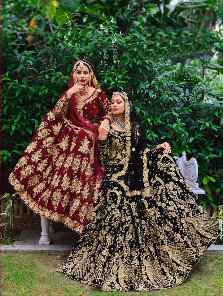 Exquisite Maroon Red Bridal Lehenga Choli