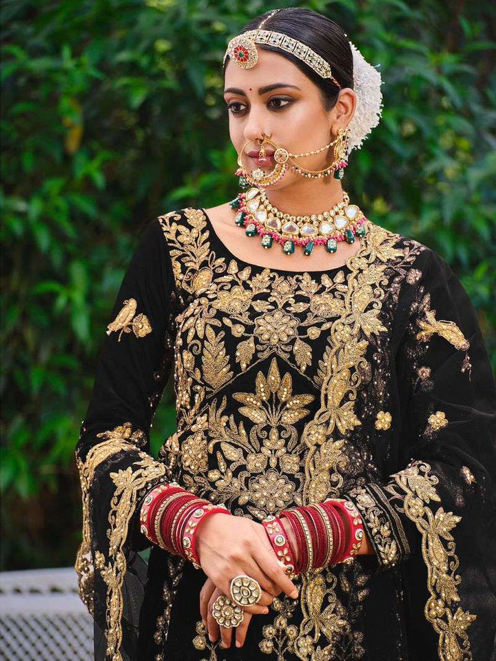 Sophisticated Ebony Black Bridal Lehenga Choli