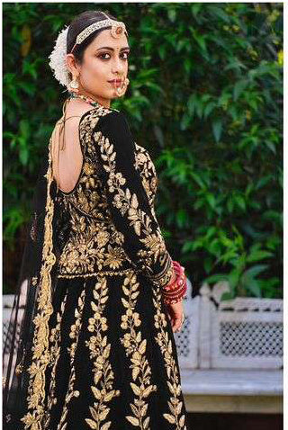 Sophisticated Ebony Black Bridal Lehenga Choli