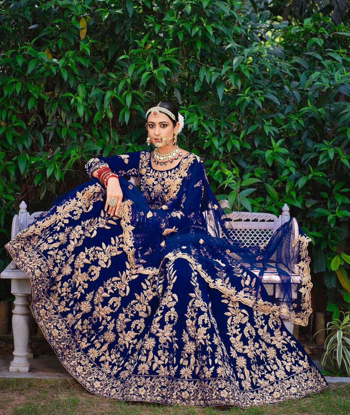 Enchanting Sapphire Blue Bridal Lehenga Choli