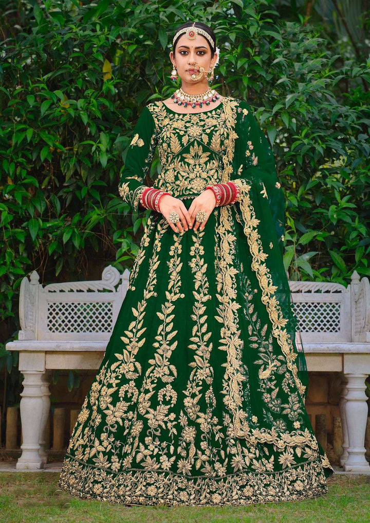 Exquisite Mehndi Green Bridal Lehenga Choli