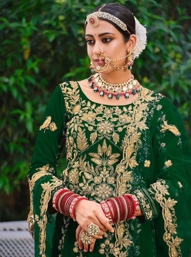 Exquisite Mehndi Green Bridal Lehenga Choli