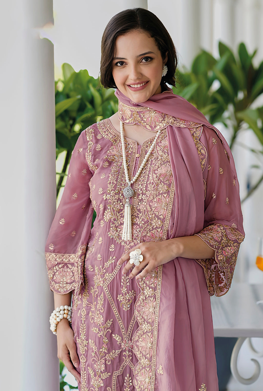 Readymade Pretty in Pink Organza Salwar Kameez