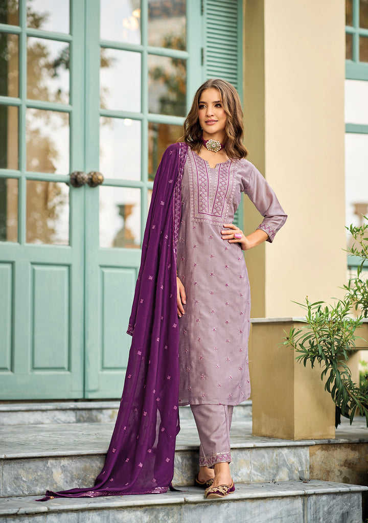 Luxurious Readymade Purple Wine Salwar Kameez India