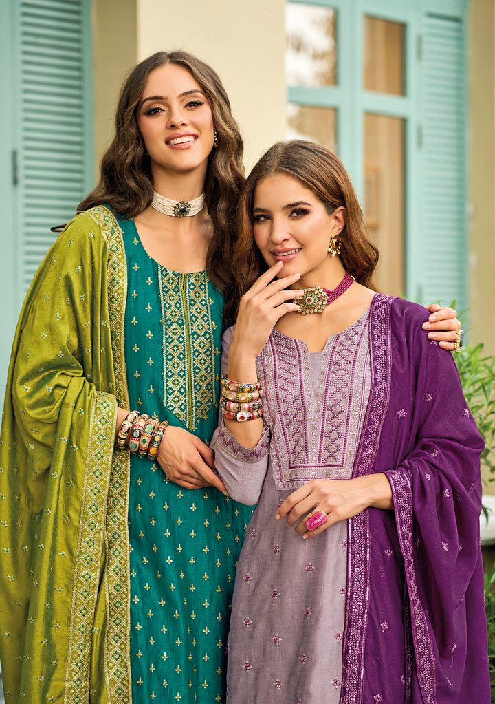 Luxurious Readymade Purple Wine Salwar Kameez India