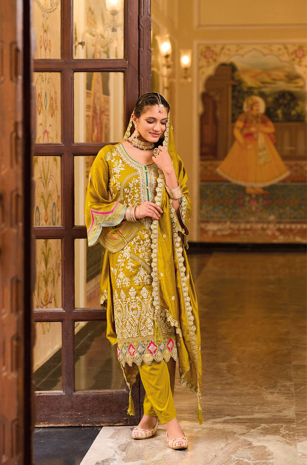 Readymade Designer Yellow Salwar Kameez