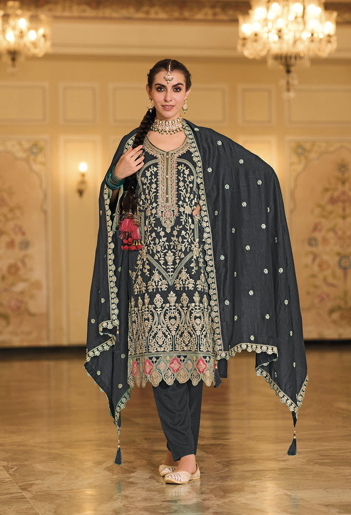 Readymade Elegant Black Designer Salwar Kameez