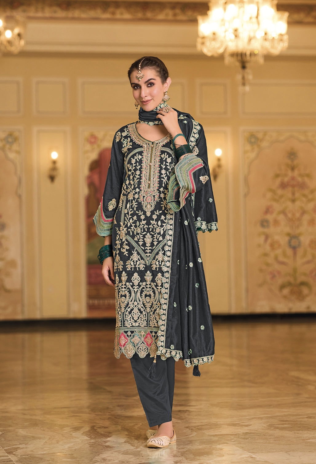 Readymade Elegant Black Designer Salwar Kameez