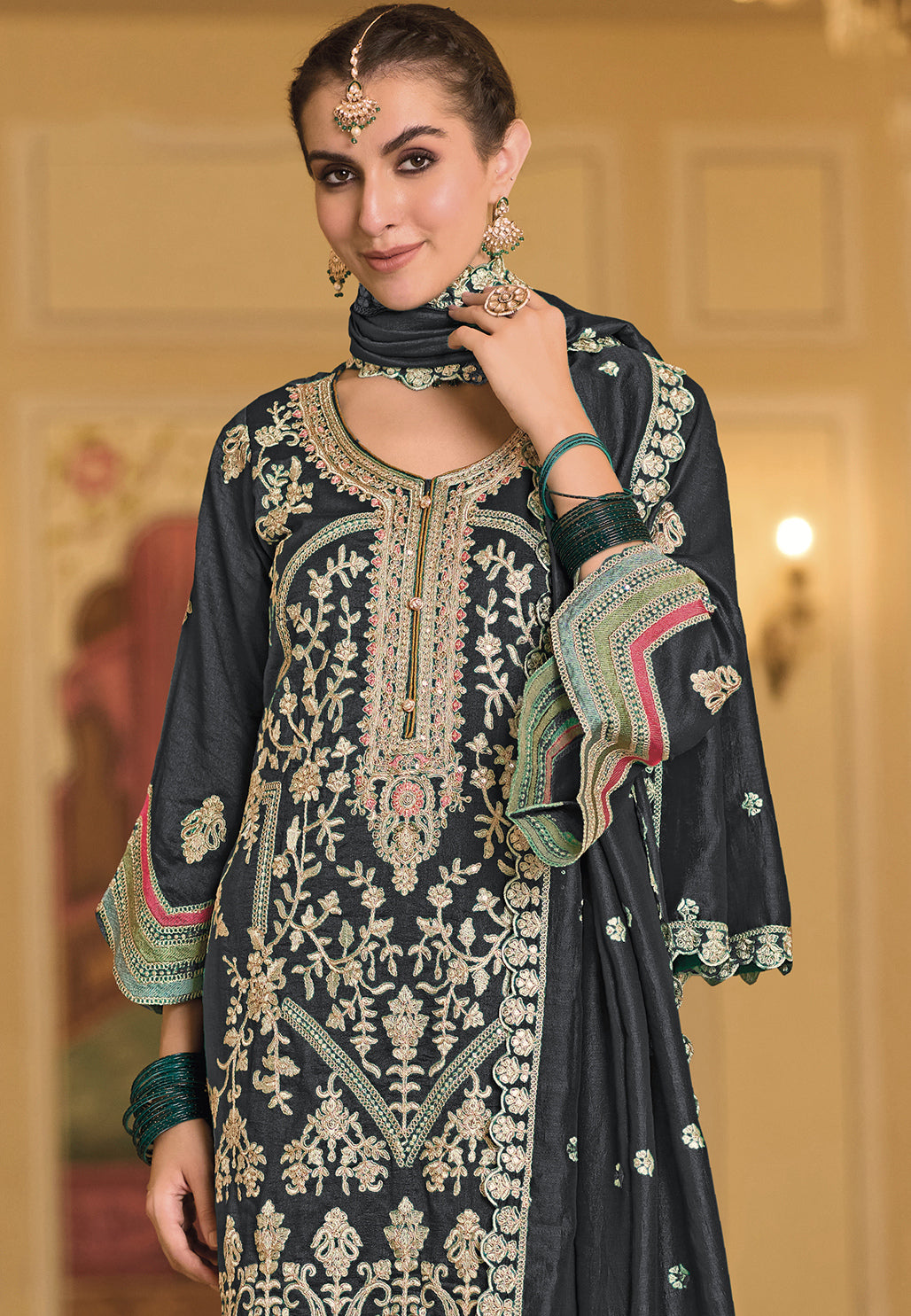 Readymade Elegant Black Designer Salwar Kameez