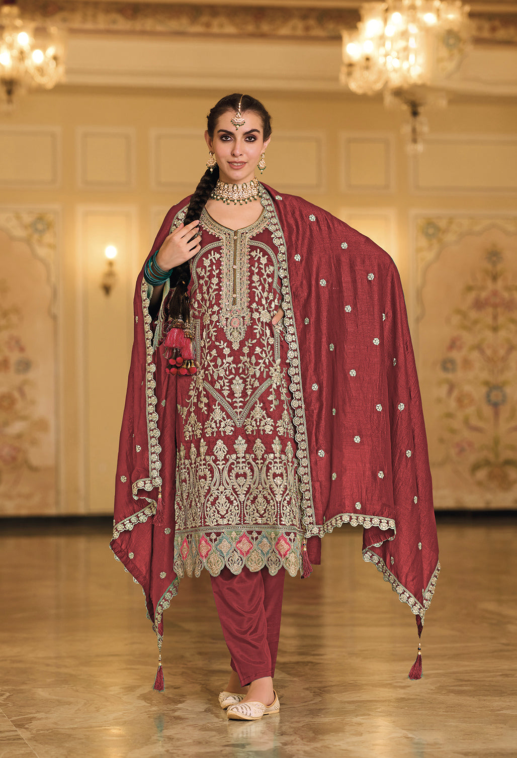 Readymade Exquisite Red Designer Salwar Kameez