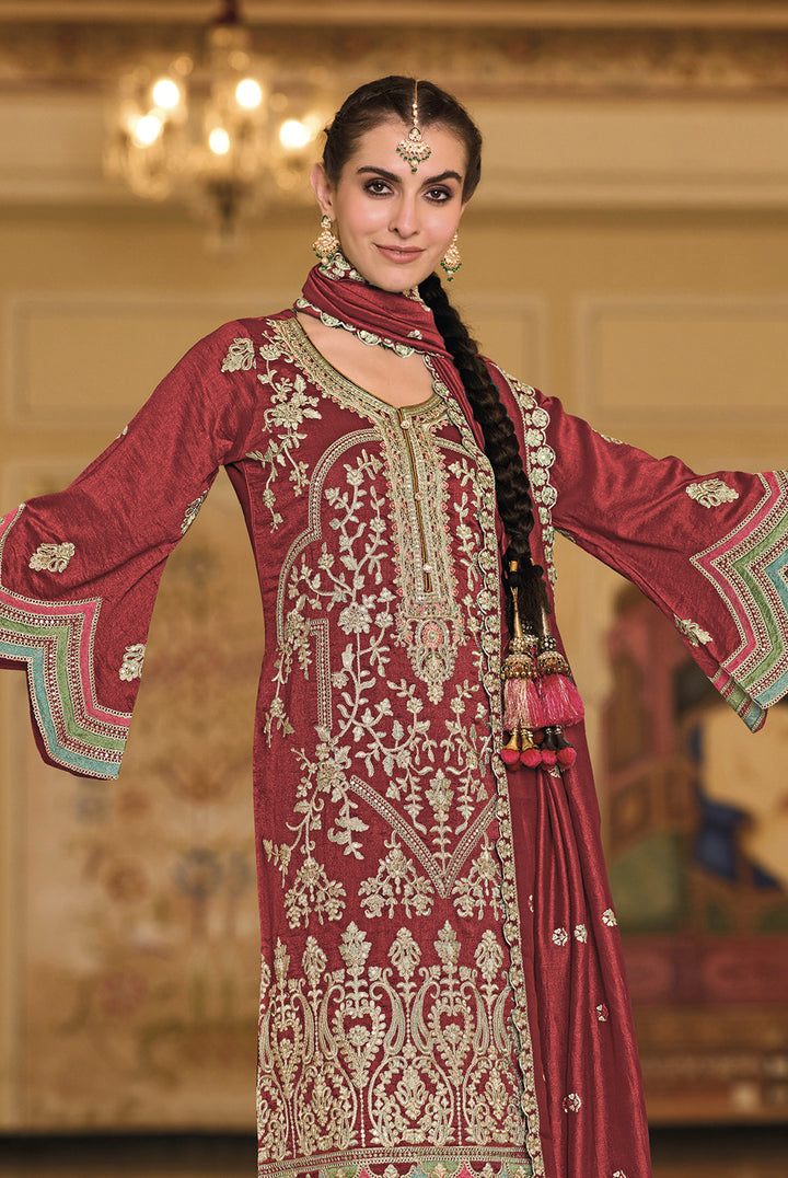 Readymade Exquisite Red Designer Salwar Kameez