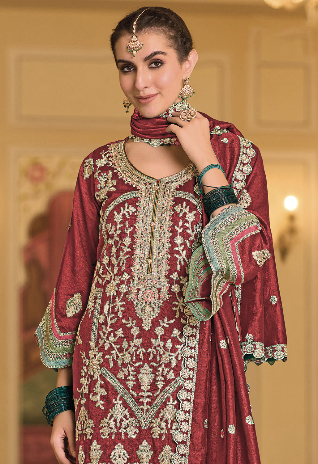 Readymade Exquisite Red Designer Salwar Kameez