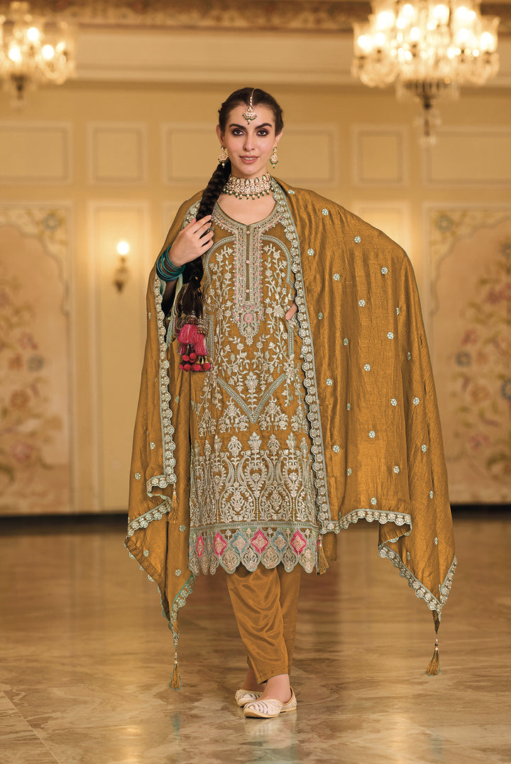 Readymade Elegant Yellow Designer Salwar Kameez