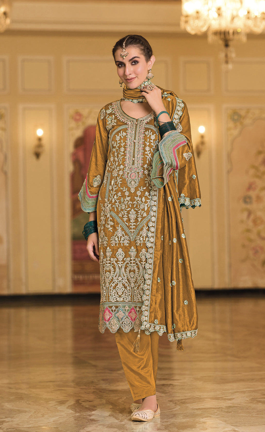 Readymade Elegant Yellow Designer Salwar Kameez