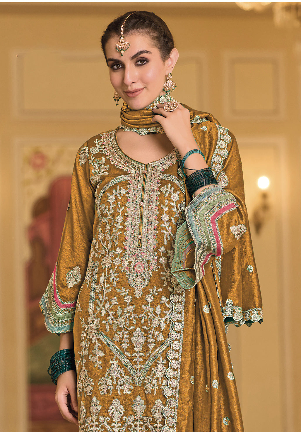 Readymade Elegant Yellow Designer Salwar Kameez