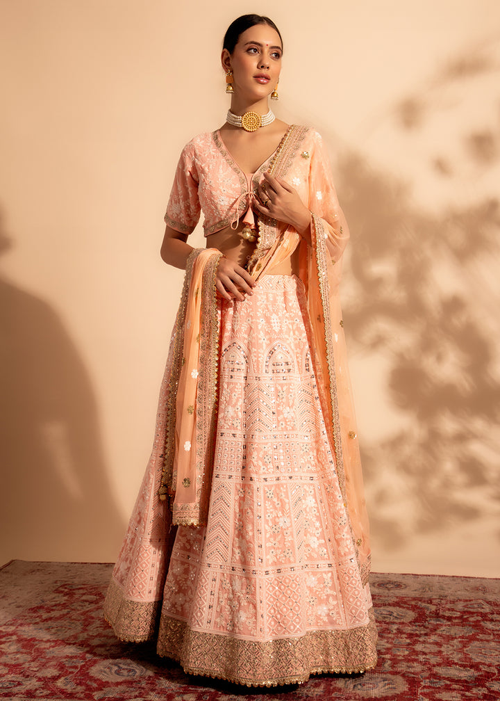 Readymade  Elegant Peach Designer Lehenga Choli