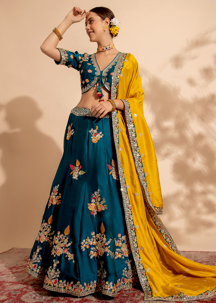 Readymade Exquisite Rama Green Designer Lehenga Choli