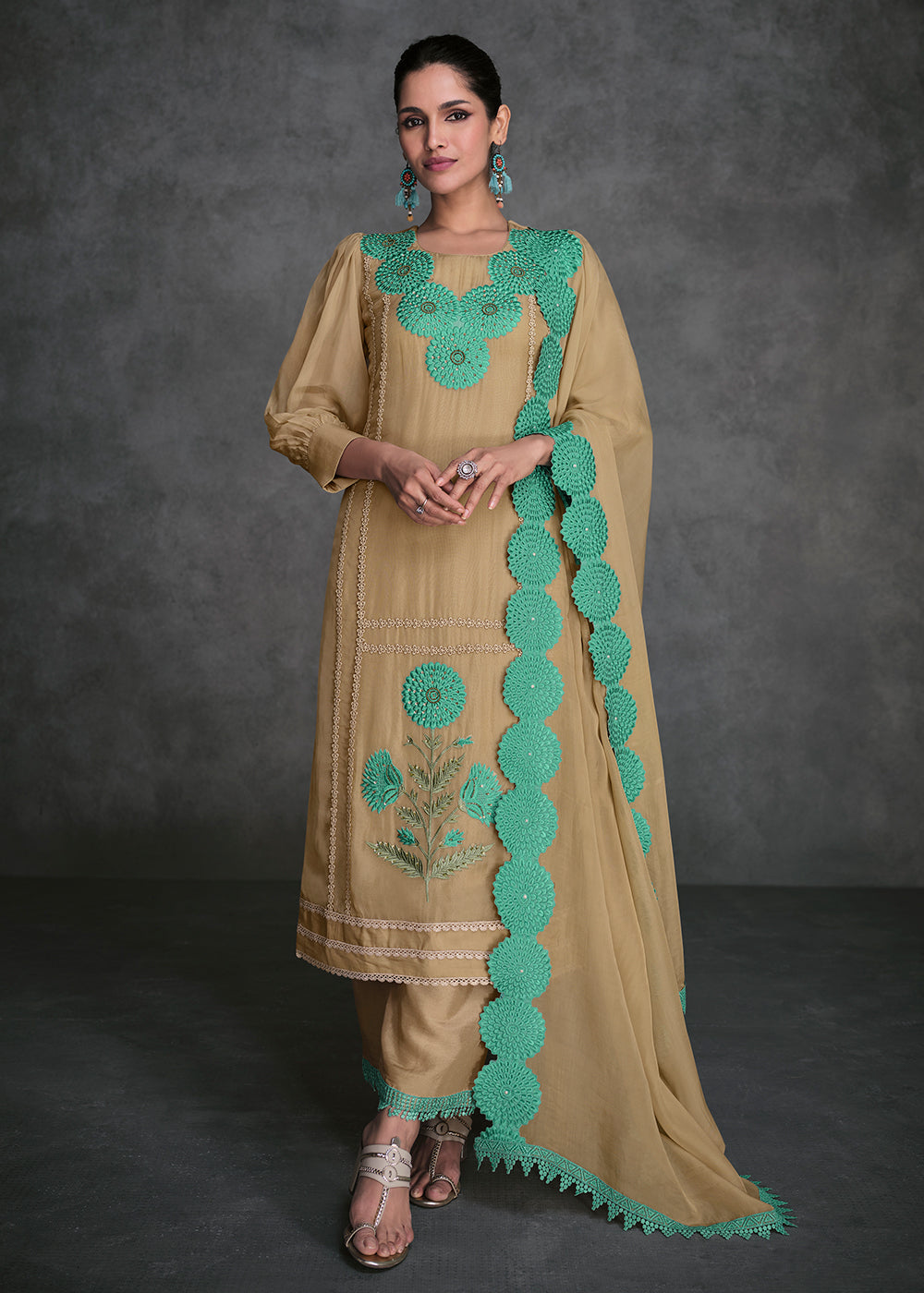 Readymade Exquisite Golden Salwar Kameez