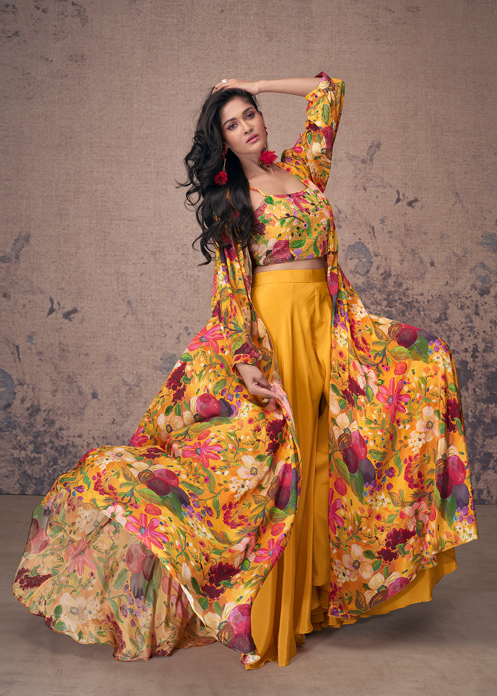 Readymade Stylish Yellow Indo Western Salwar Kameez