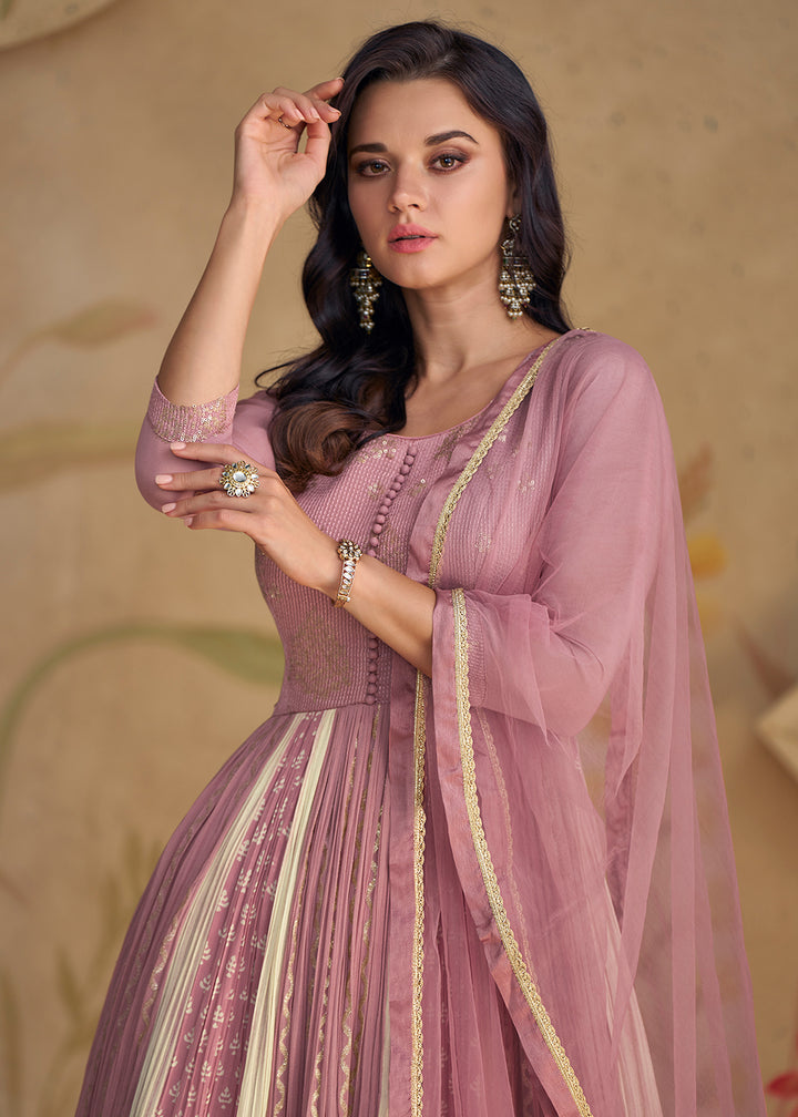 Readymade Dusty Pink Designer Anarkali Salwar Kameez